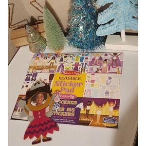 Melissa & Doug new sealed reusable sticker dress up 5 scenes & fairy ornament